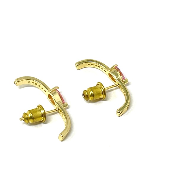 New Anthropologie Bar Stack Gold Earrings Pink - Picture 3 of 5